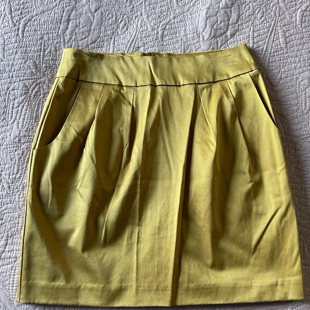 Yellow/ Golden Pleated Pocket Skirt